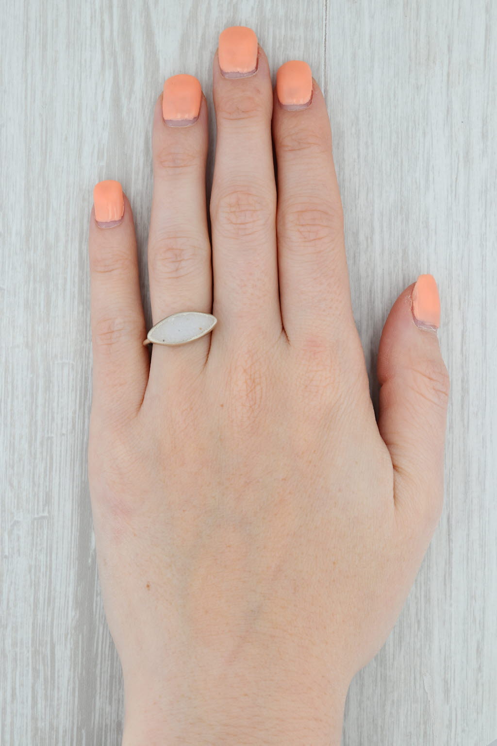 New Nina Wynn Ring White Sand Druzy Quartz Sterling Silver Size 7 Statement