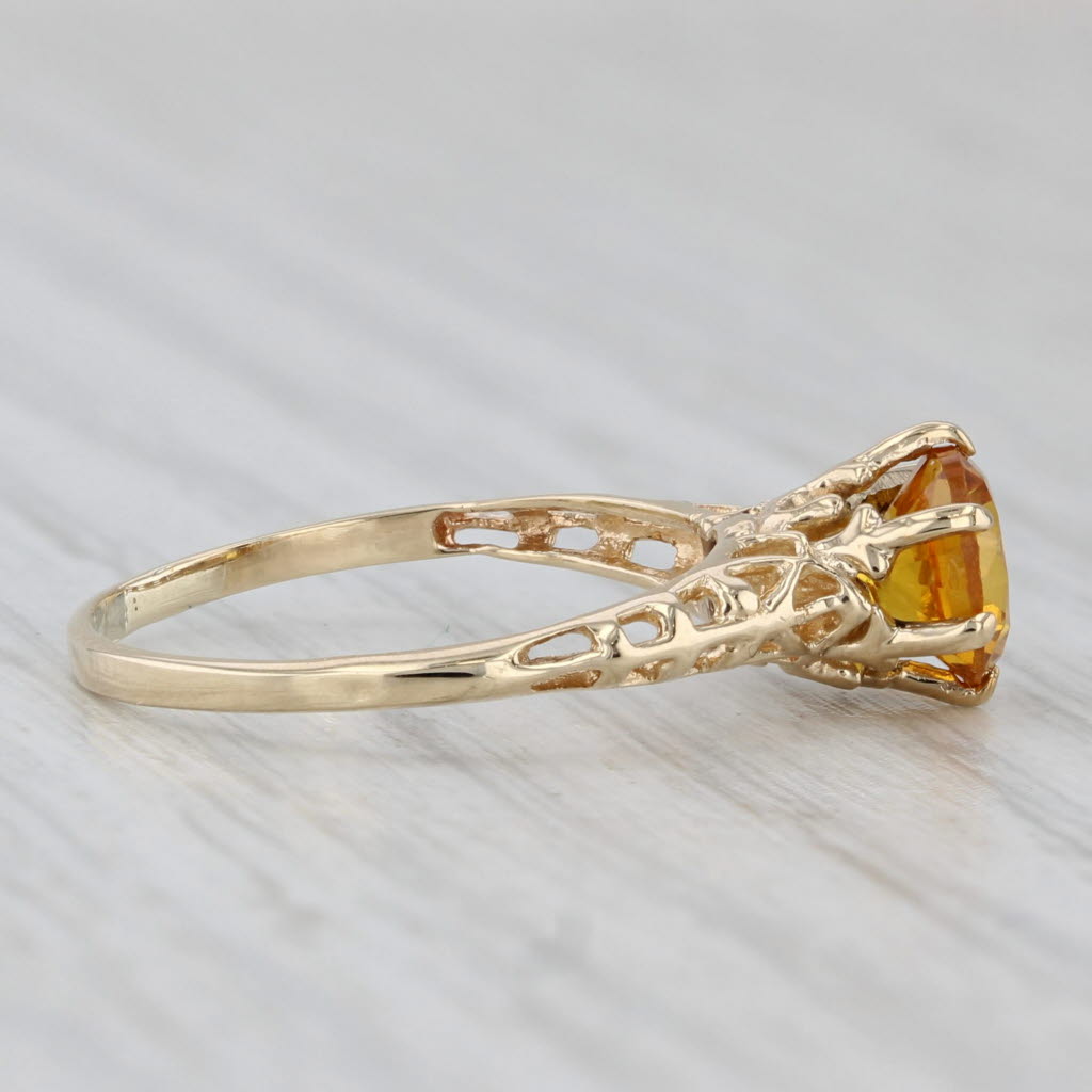 Gray Lab Created Yellow Sapphire Ring 1ct Round Solitaire 10k Yellow Gold Size 5