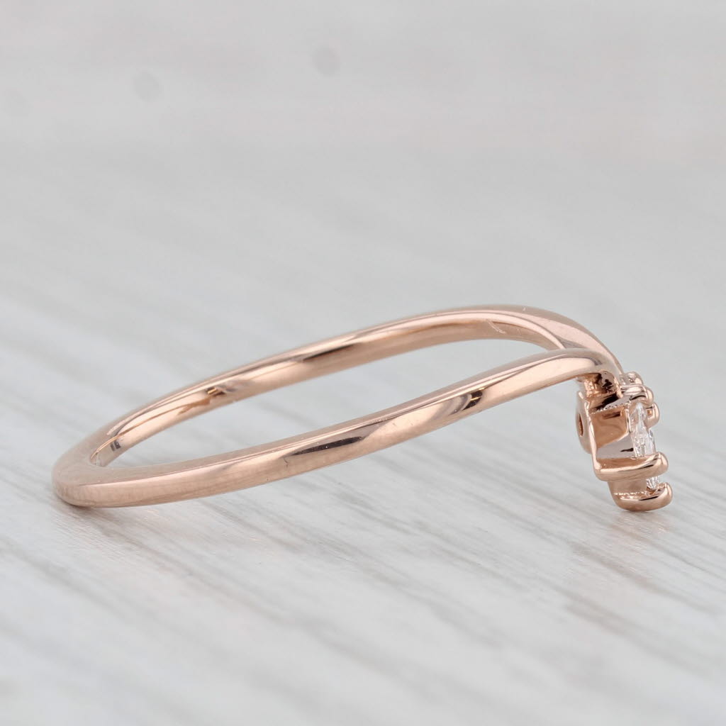 Light Gray Brilliant Earth Abelia Diamond 3-Stone Contoured Ring 14k Rose Gold Bridal