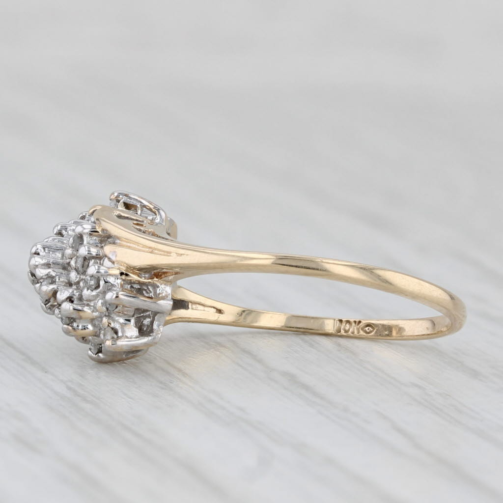 Light Gray 0.12ctw Diamond Cluster Bypass Ring 10k Yellow Gold Size 6