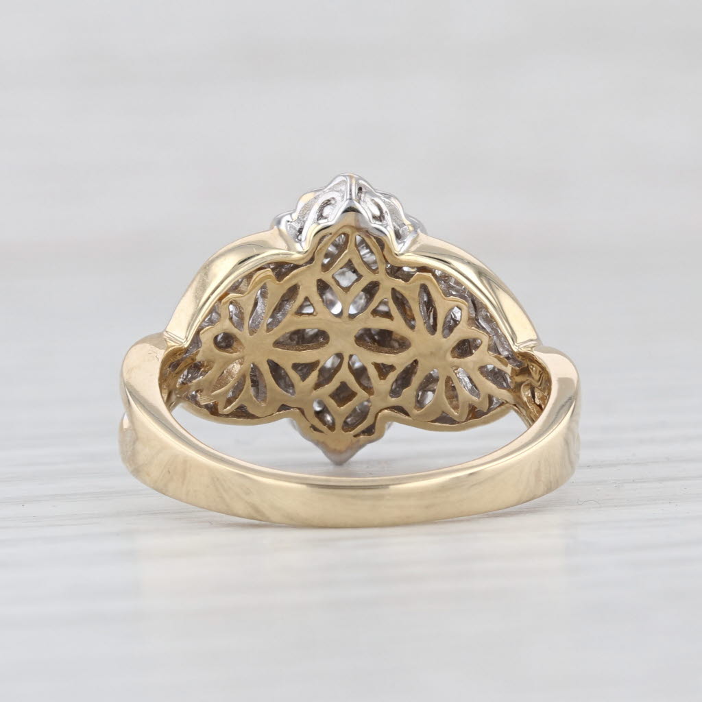 Vintage 0.748ctw Diamond Marquise Halo Engagement Ring 14k Gold Size 7