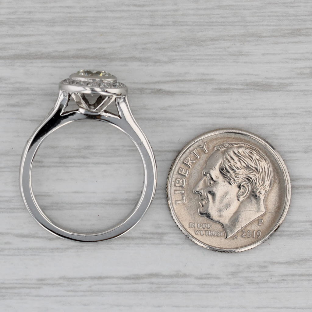 Gray 1.08ctw Round Diamond Halo Engagement Ring Platinum Size 5.5