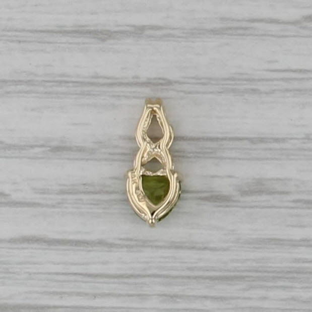 0.24ct Peridot Heart Diamond Pendant 10k Yellow Gold Small Drop