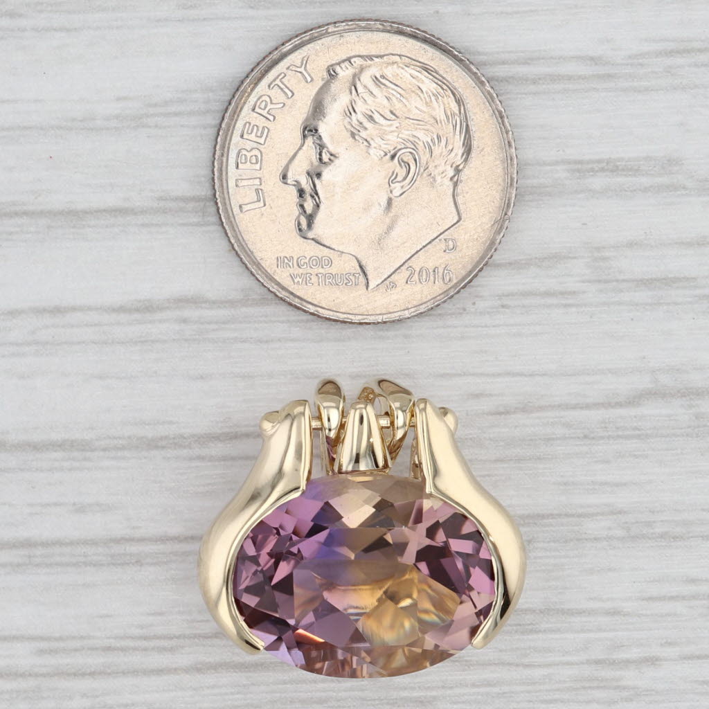 Light Gray 7ct Ametrine Pendant 14k Yellow Gold Oval Solitaire