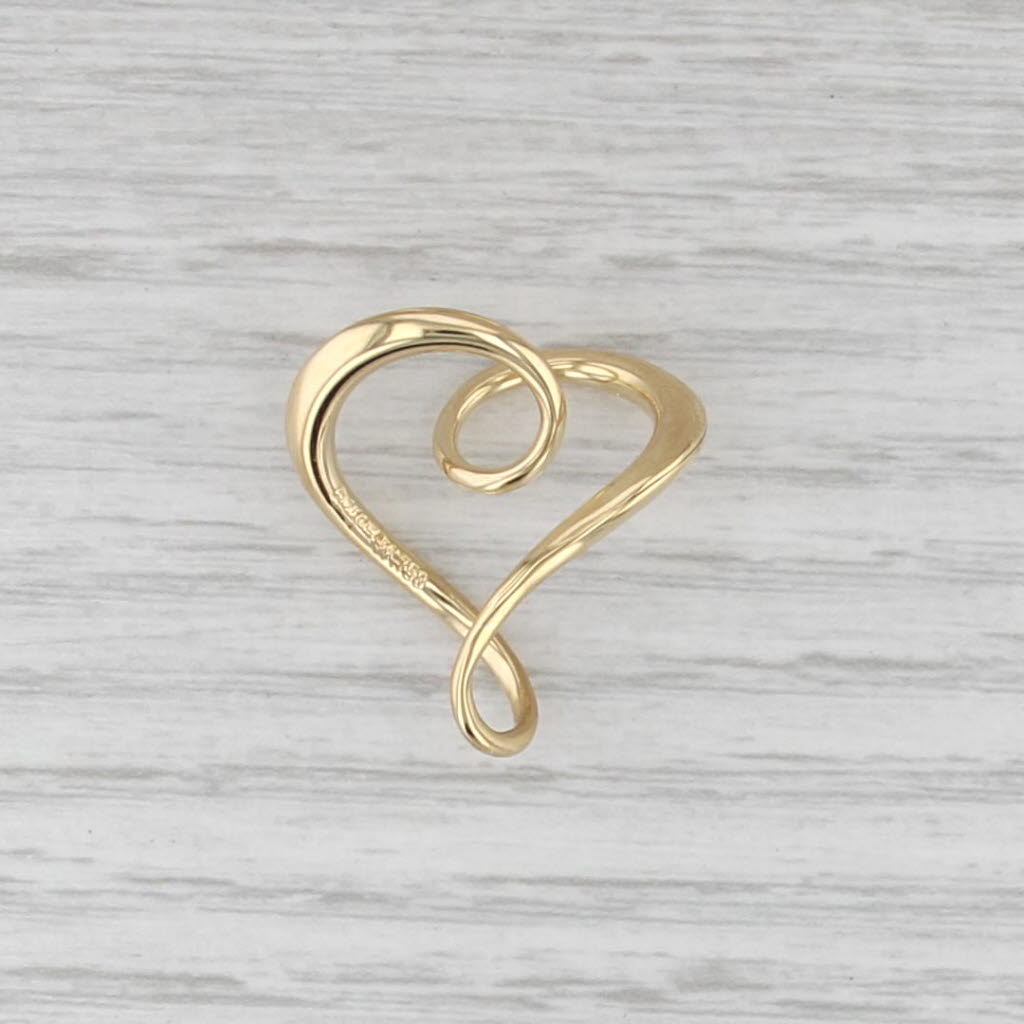 Abstract Swirling Open Heart Pendant 18k Yellow Gold