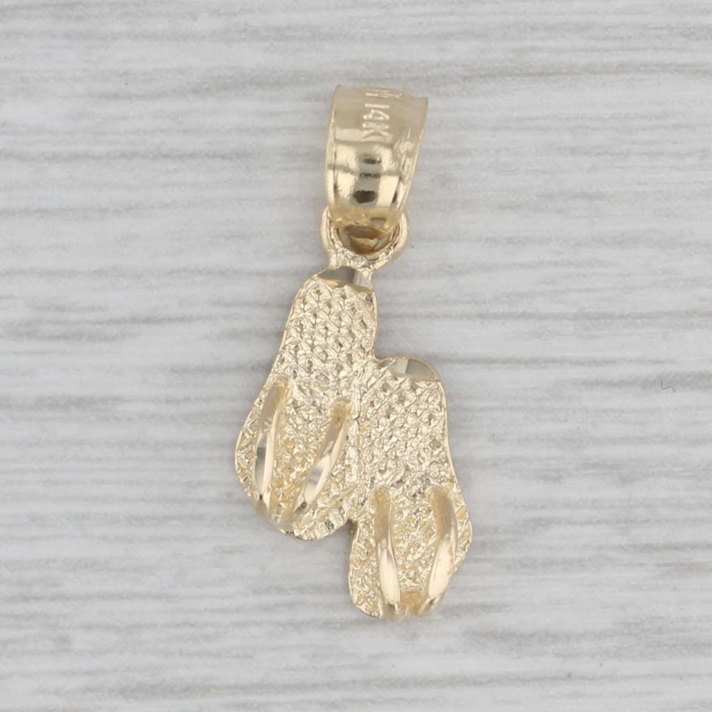 Gray Small Flip Flop Pendant 14k Yellow Gold Shoes