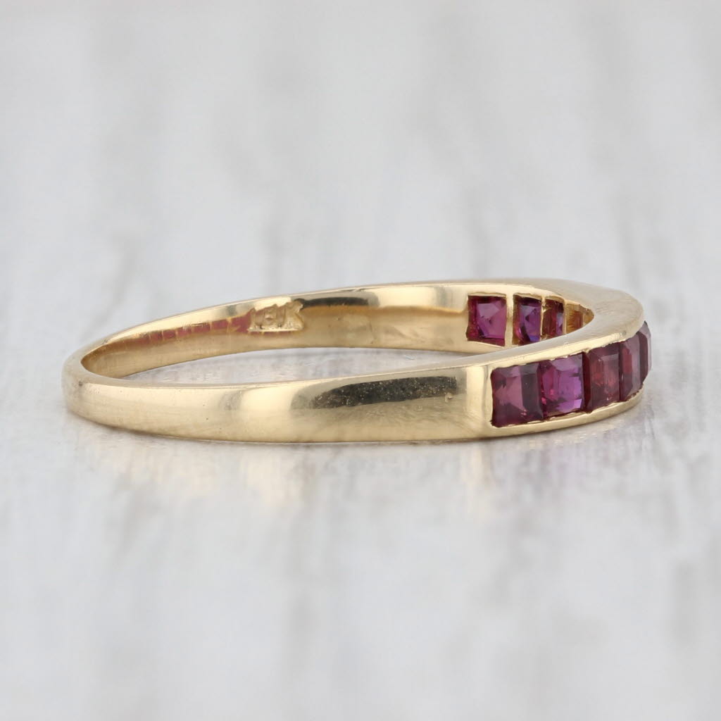 0.74ctw Ruby Stackable Ring 18k Yellow Gold Stackable Wedding Band Size 7