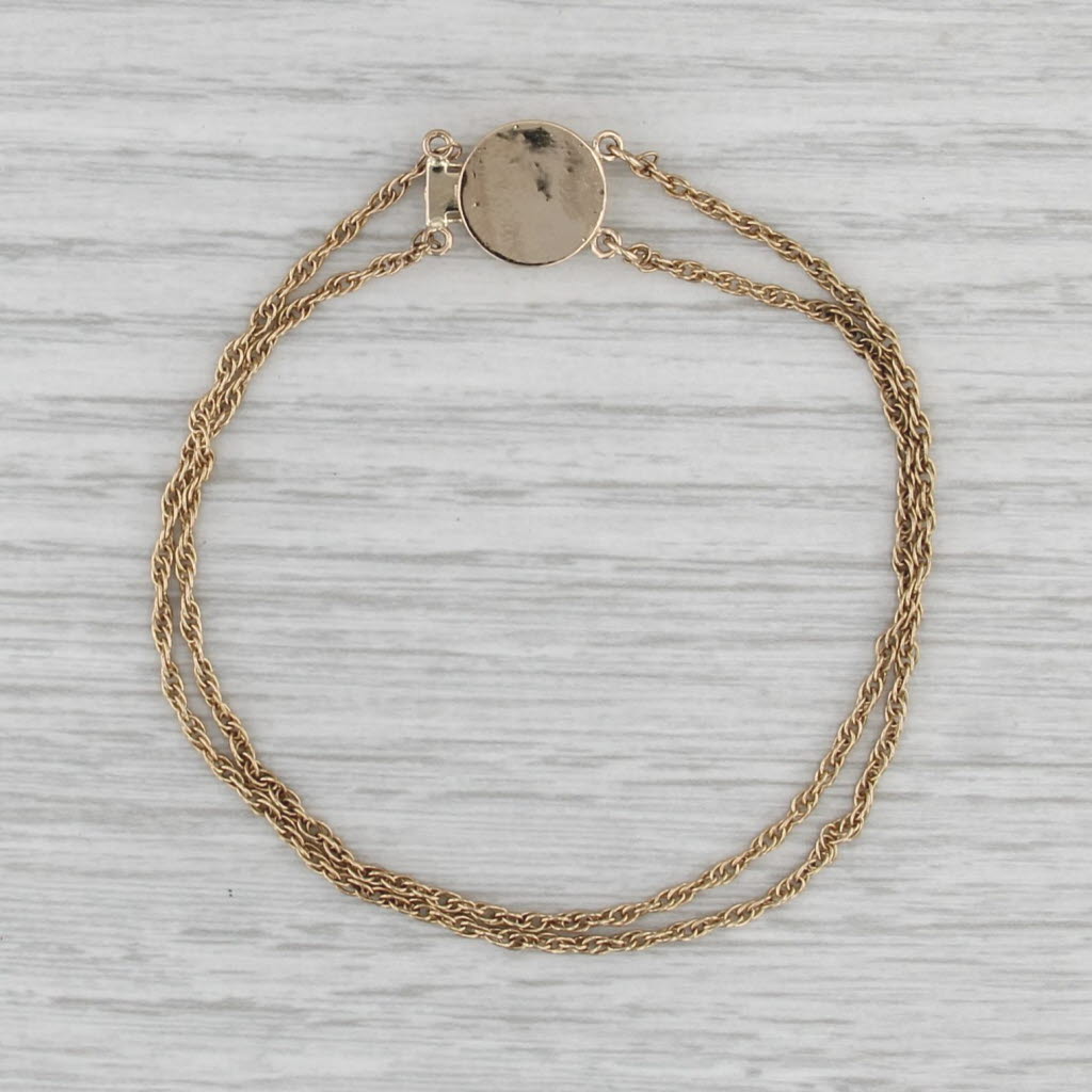 Filigree Clasp Double Rope Chain Slide Charm Starter Bracelet 14k Yellow Gold