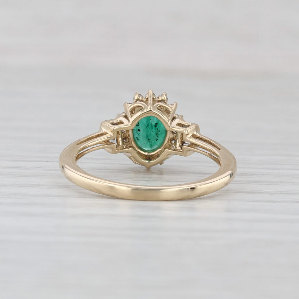 0.92ctw Emerald Diamond Halo Ring 10k Yellow Gold Size 7.25