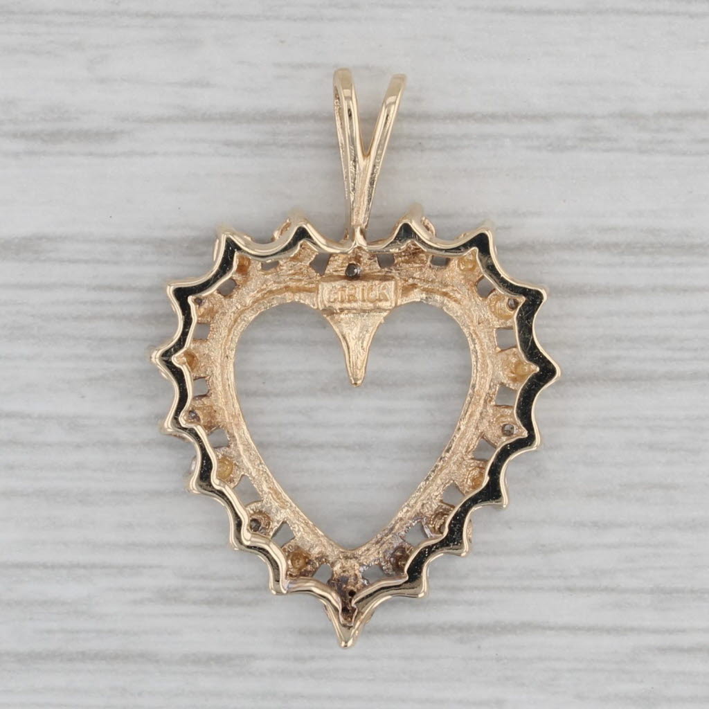 Gray Diamond Accented Halo Open Heart Pendant 10k Yellow Gold