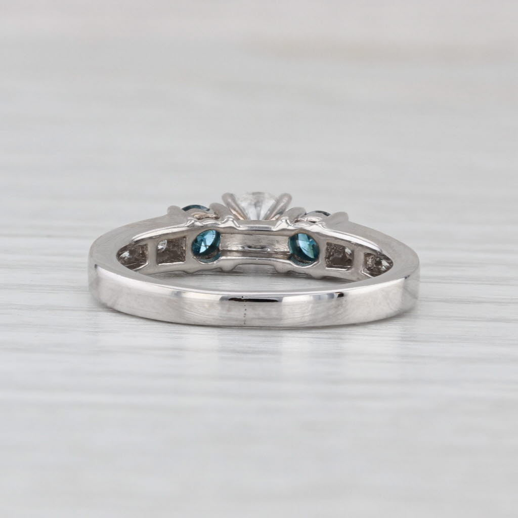 0.70ctw White Blue Diamond Engagement Ring 10k White Gold Size 5 3-Stone