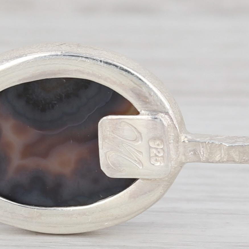 New Nina Wynn Agate Druzy Quartz Geode Bangle Bracelet Sterling Silver 8”
