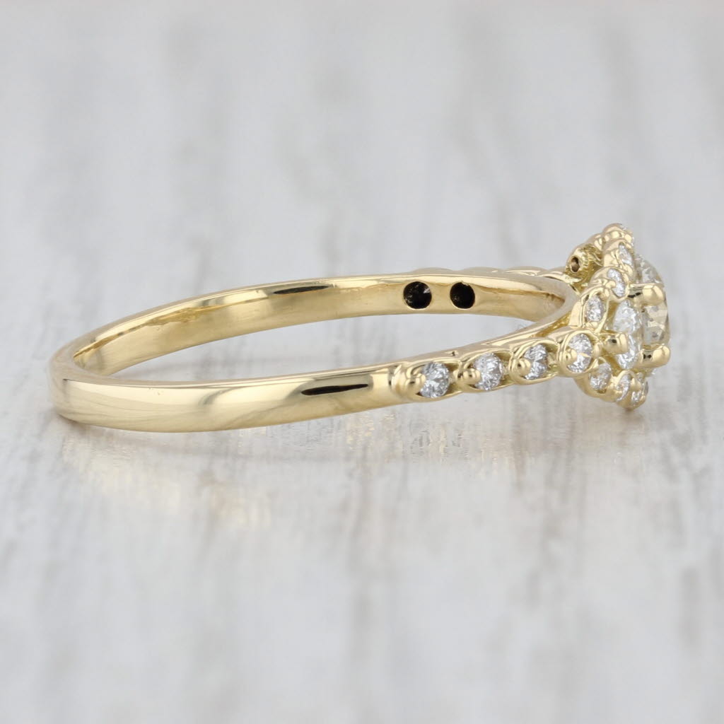 Forever Mark 0.85ctw Diamond Halo Engagement Ring 18k Yellow Gold Size 9 Cert