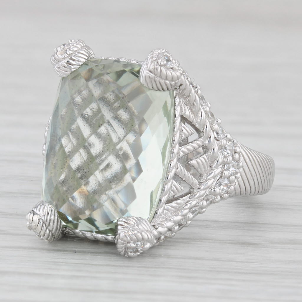 15.00 Ct Prasiolite Green Amythyst hot Ring in Sterling Silver