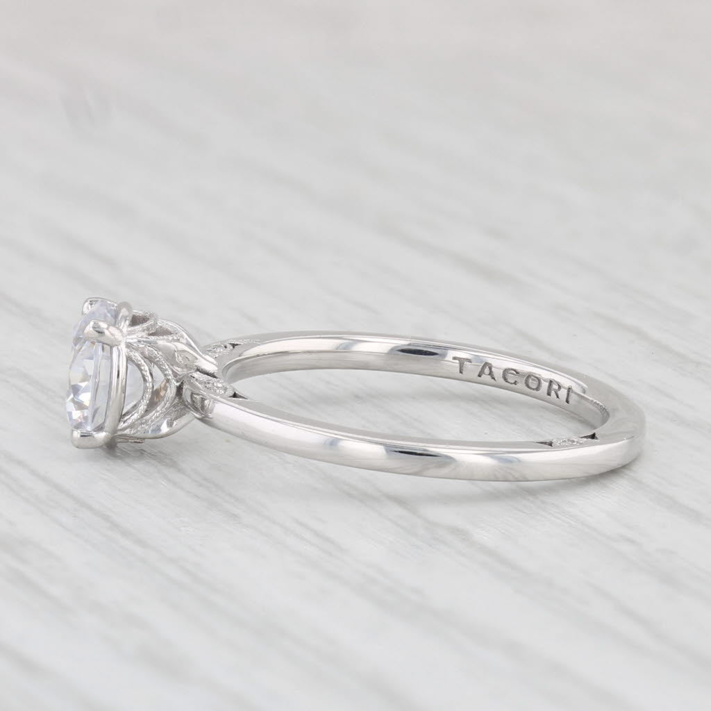Light Gray New Round Solitaire Tacori Semi Mount Engagement Ring 18k White Gold Certificate