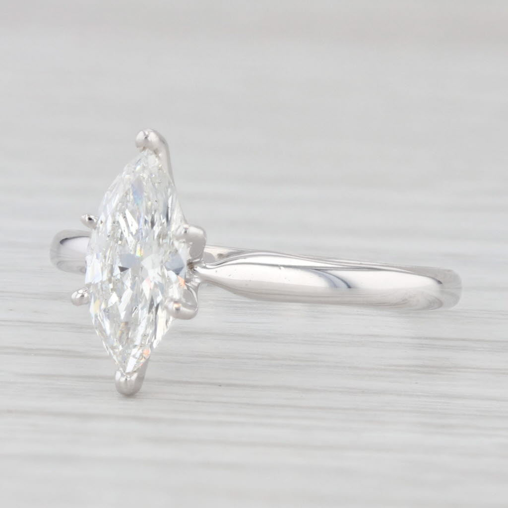 Light Gray 1.01ct Marquise Solitaire Diamond Engagement Ring 14k White Gold Size 8
