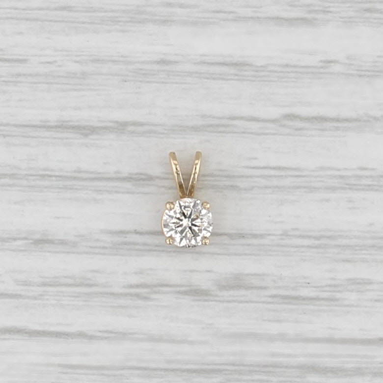 New 0.60ct Round Diamond Solitaire Pendant 14k Yellow Gold