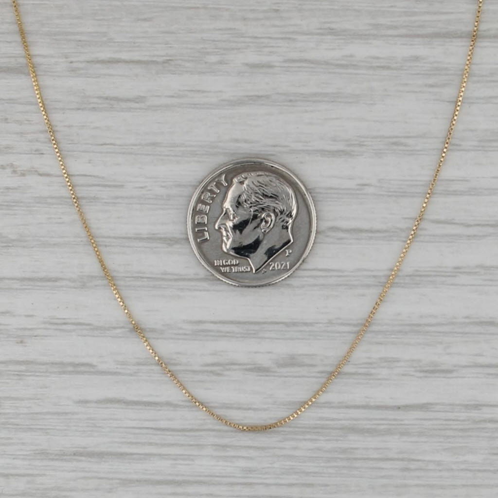19" 0.5mm Box Chain Necklace 10k Yellow Gold Italian