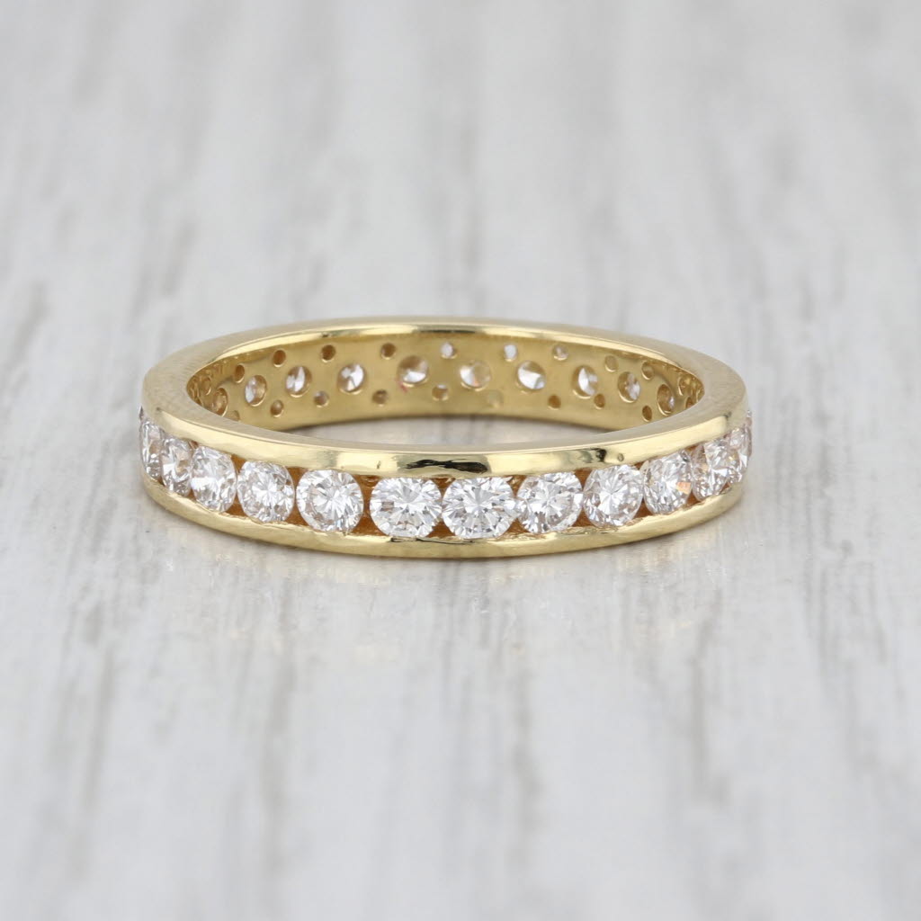 1.05ctw Diamond Eternity Band 18k Yellow Gold Stackable Anniversary Ring Size 8