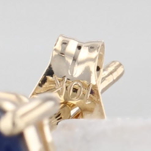 0.76ctw 3-Stone Blue Sapphire Drop Earrings 10k Yellow Gold