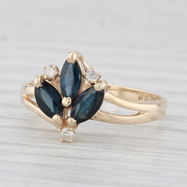 1.04ctw Blue Sapphire Diamond Ring 10k Yellow Gold Size 6.5