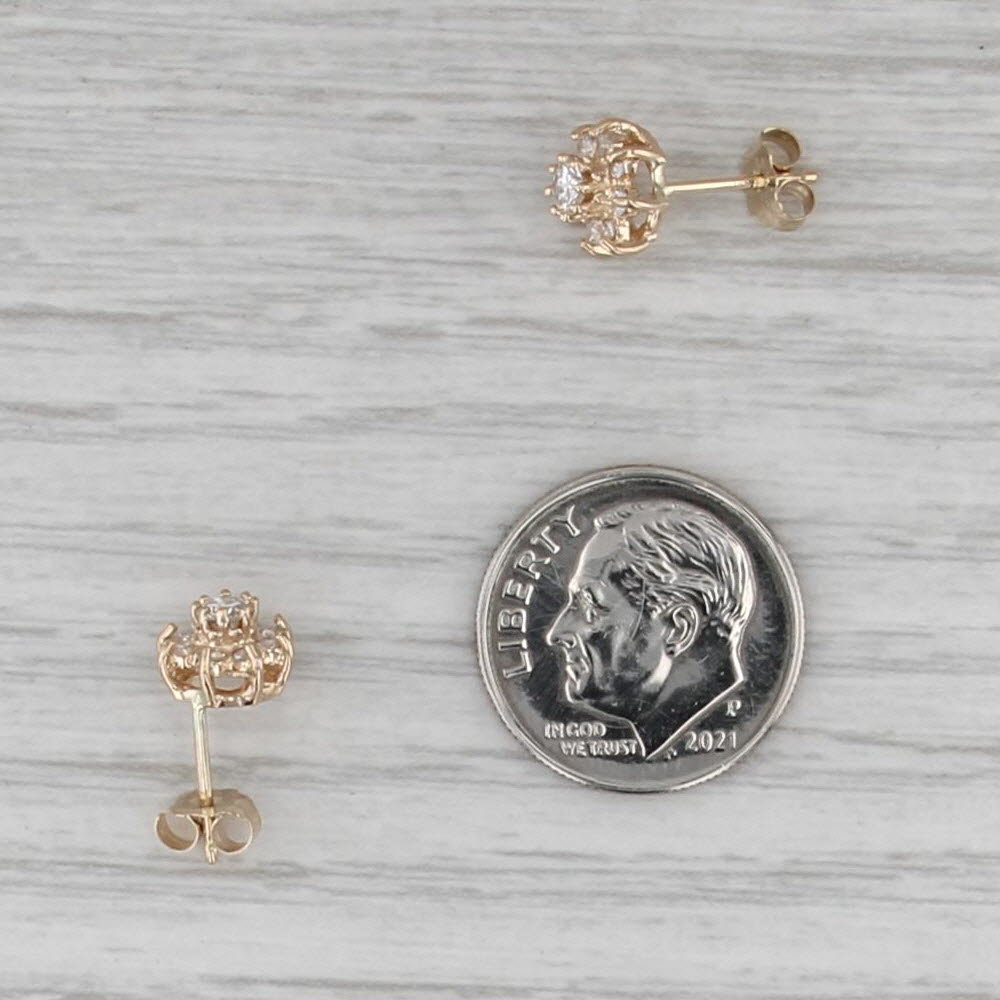 0.46ctw Diamond Flower Stud Earrings 14k Yellow Gold Small Studs