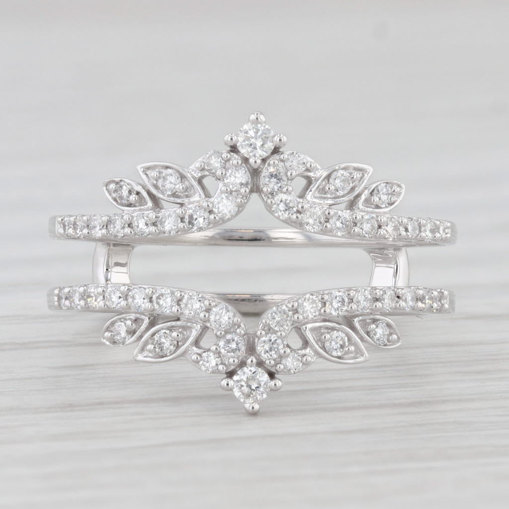 Light Gray 0.50ctw Diamond Ring Jacket Guard Wrap 14k White Gold Size 6.75 Wedding Bridal
