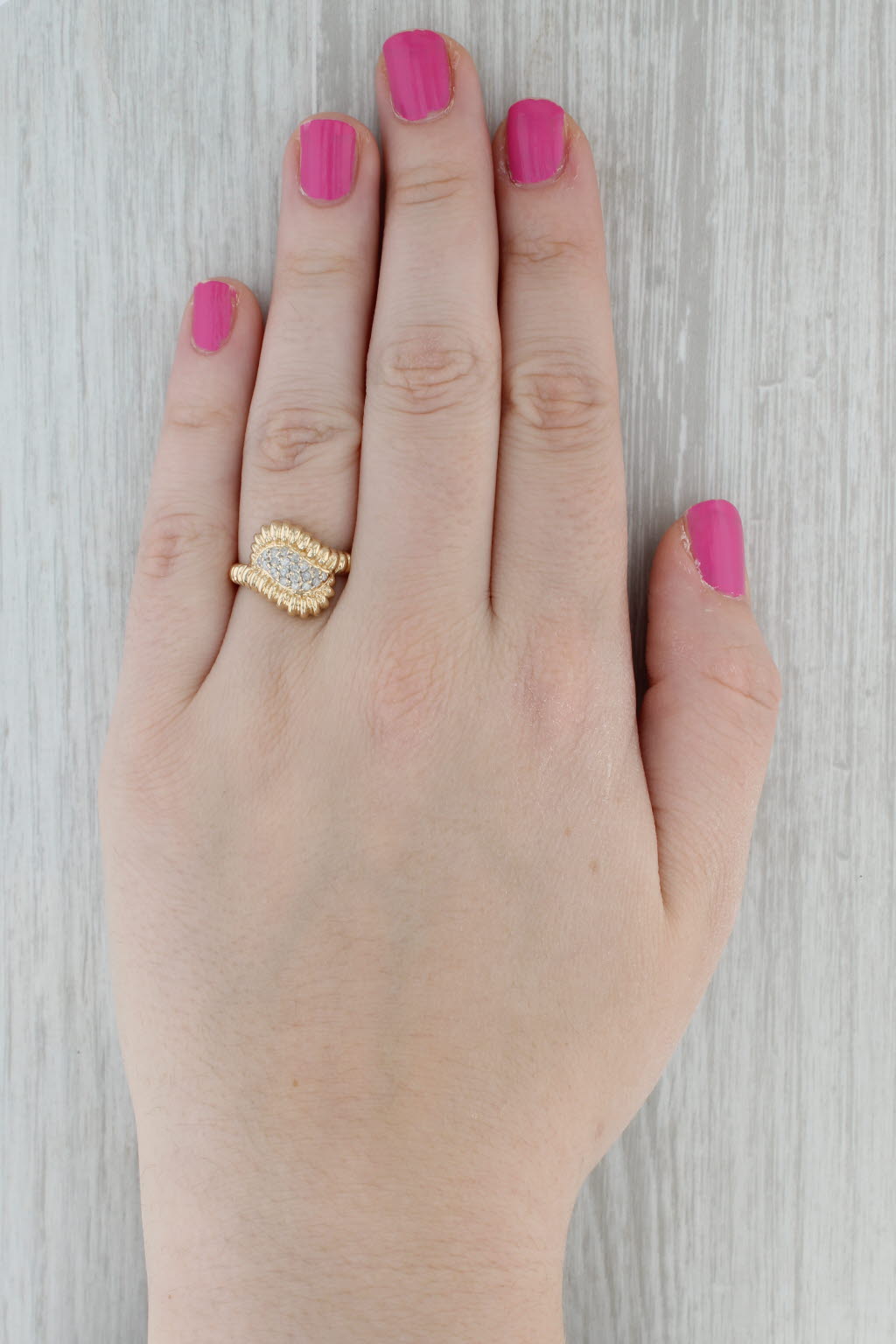 Dark Gray 0.20ctw Diamond Cluster Ring 14k Yellow Gold Size 8.25 Bypass