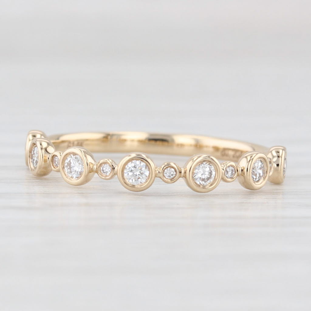Light Gray New 0.20ctw Diamond Wedding Band 14k Yellow Gold Stackable Anniversary Ring 6.5