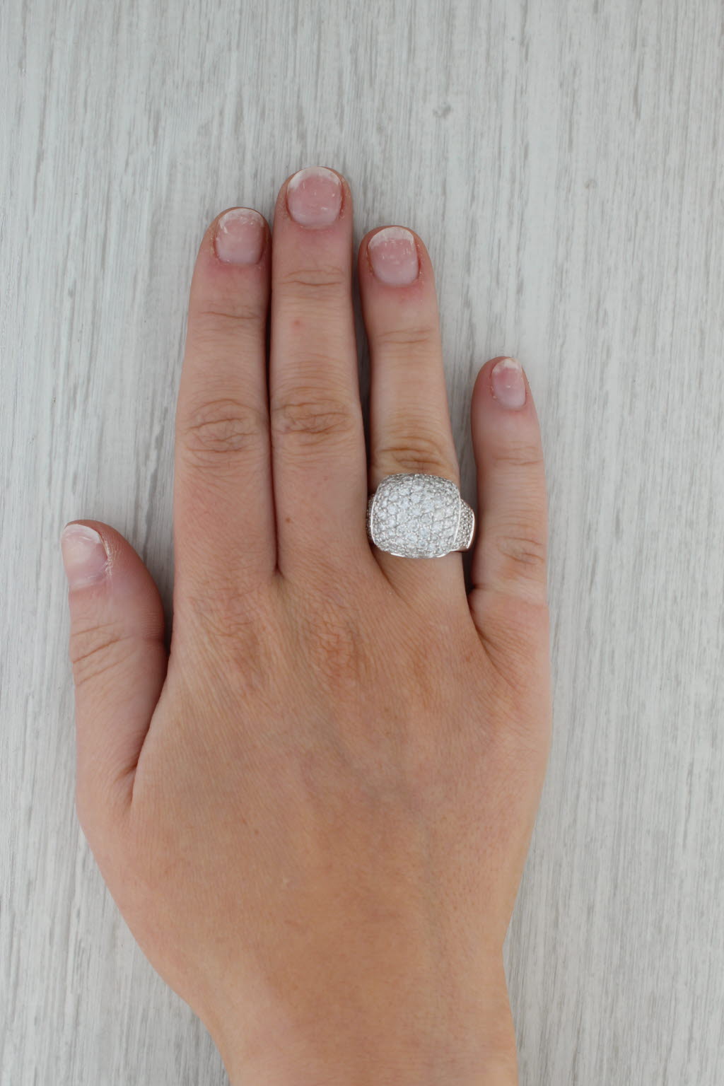 Dark Gray 2.40ctw Diamond Cluster Ring 18k White Gold Size 6.75-7 Cocktail