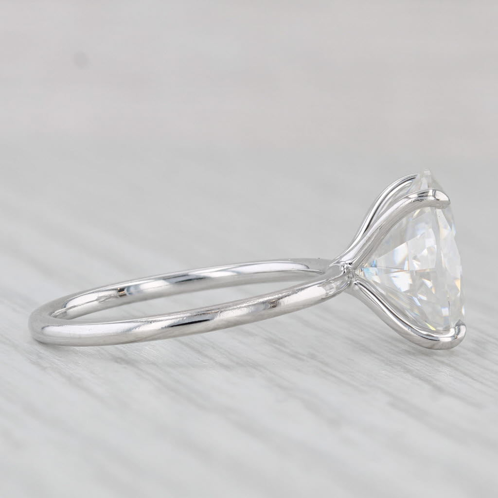 Light Gray 4.45ct Oval Moissanite Solitaire Engagement Ring 14k White Gold Size 8