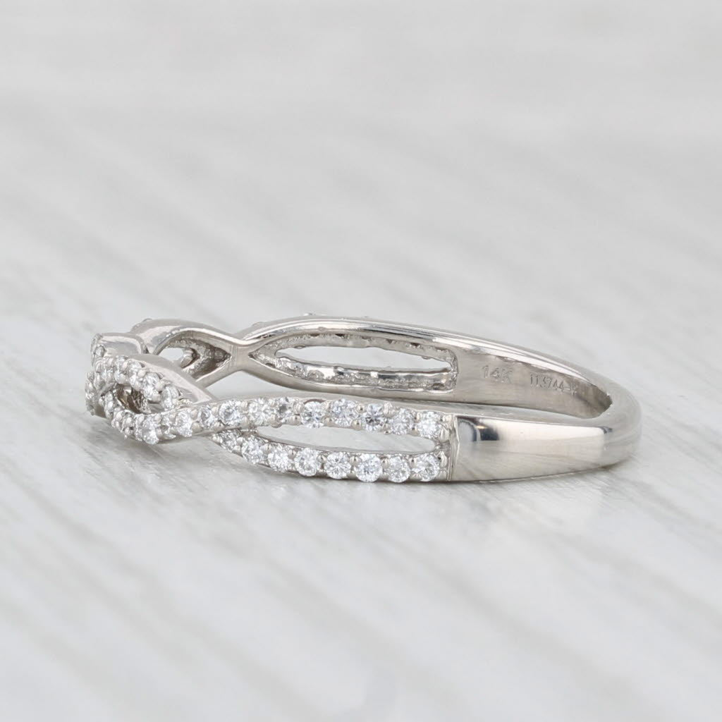 Light Gray 0.33ctw Woven Diamond Band 14k White Gold Stackable Wedding Ring Size 8.25