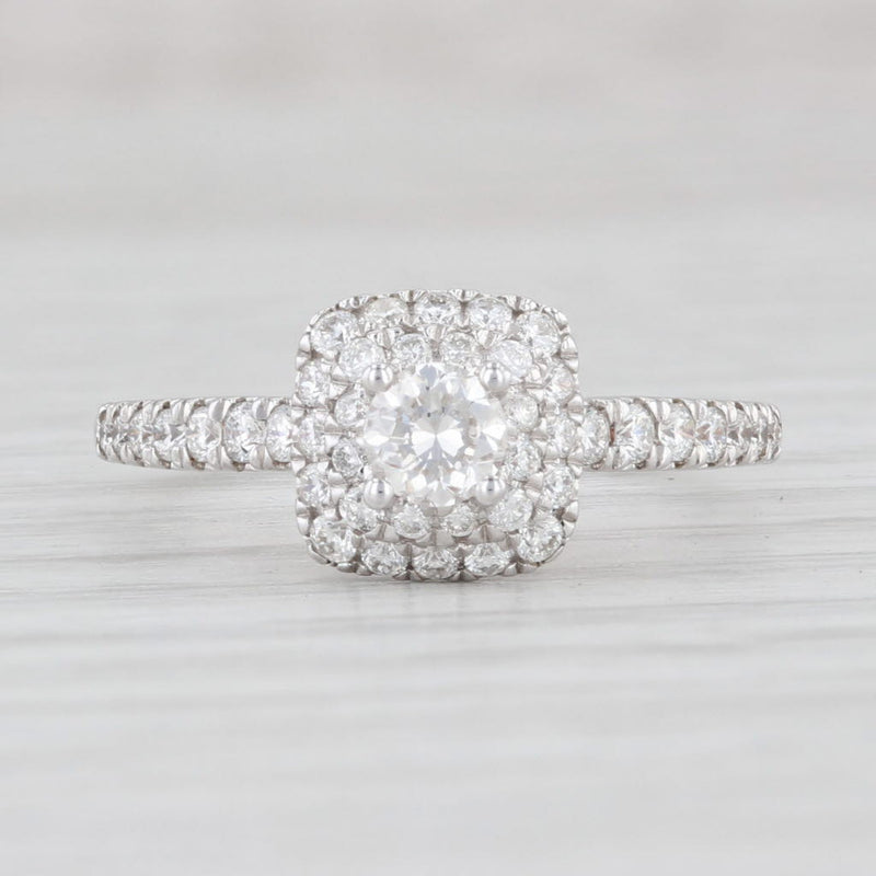 Light Gray 0.55ctw Round Diamond Halo Engagement Ring 14k White Gold Size 6.5