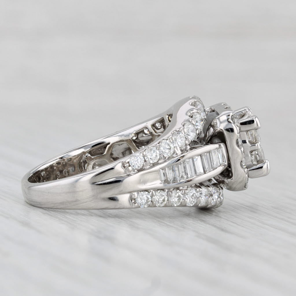 Light Gray 2.78ctw Diamond Halo Bridal Ring 14k White Gold Size 8.5