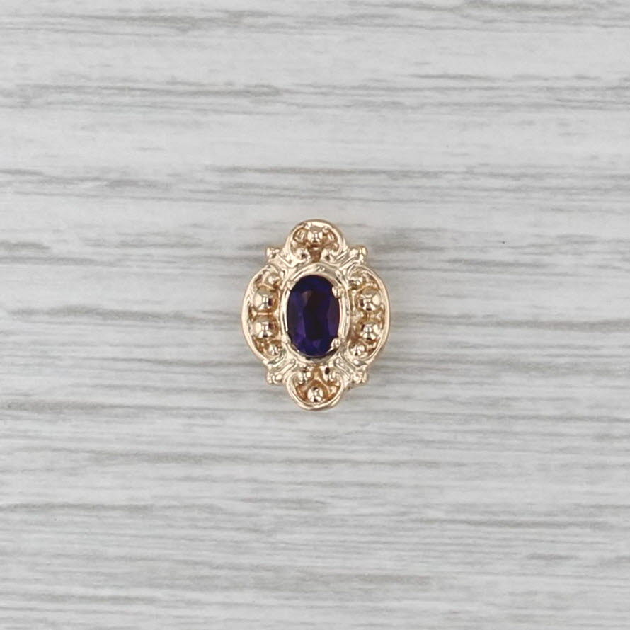 0.44ct Amethyst Slide Bracelet Charm 14k Yellow Gold Oval Solitaire