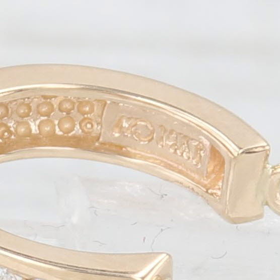 Light Gray 0.25ctw Diamond Hoop Earrings 14k Yellow Gold Snap Top Small Round Hoops
