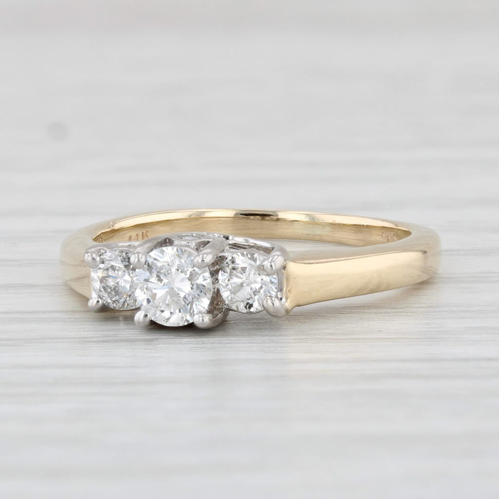 Light Gray 0.45ctw 3-Stone Diamond Engagement Ring 14k Gold Size 5 Round Brilliant