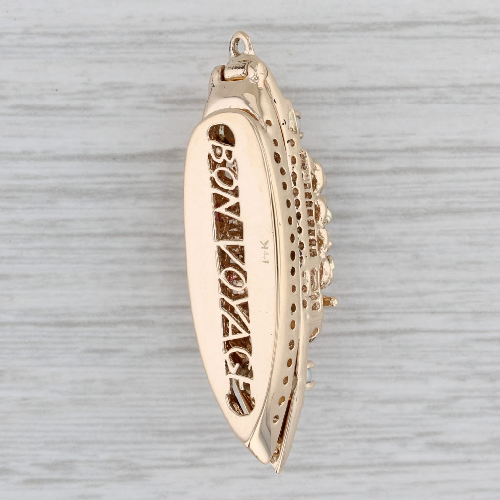 Gray 0.64ctw Gemstone Cruise Ship Charm 14k Yellow Gold 3D Pendant Opens Souvenir