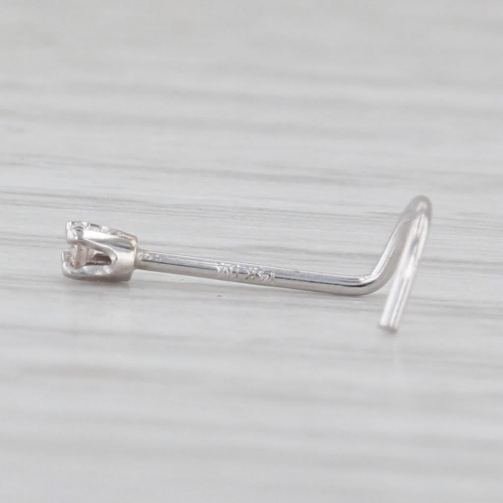 New Diamond Nose Piercing Stud 14k White Gold Round Solitaire Curved Post