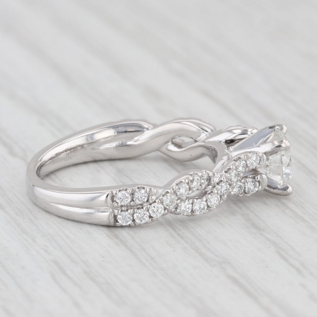 Light Gray 0.93ctw Round Diamond Twisted Rope Engagement Ring GIA Size 6 14k White Gold