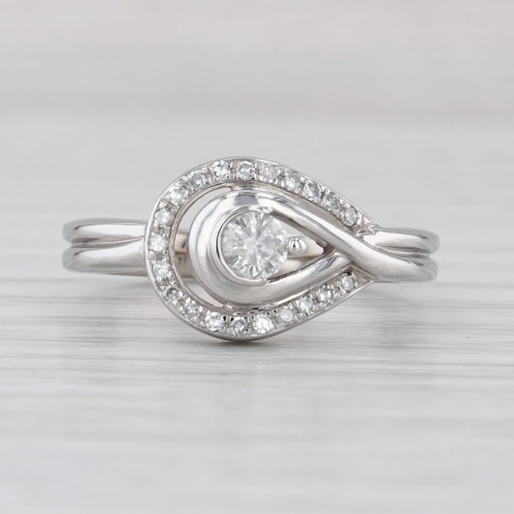 0.36ctw Diamond Teardrop Halo Ring 10k White Gold Size 6.75 Engagement