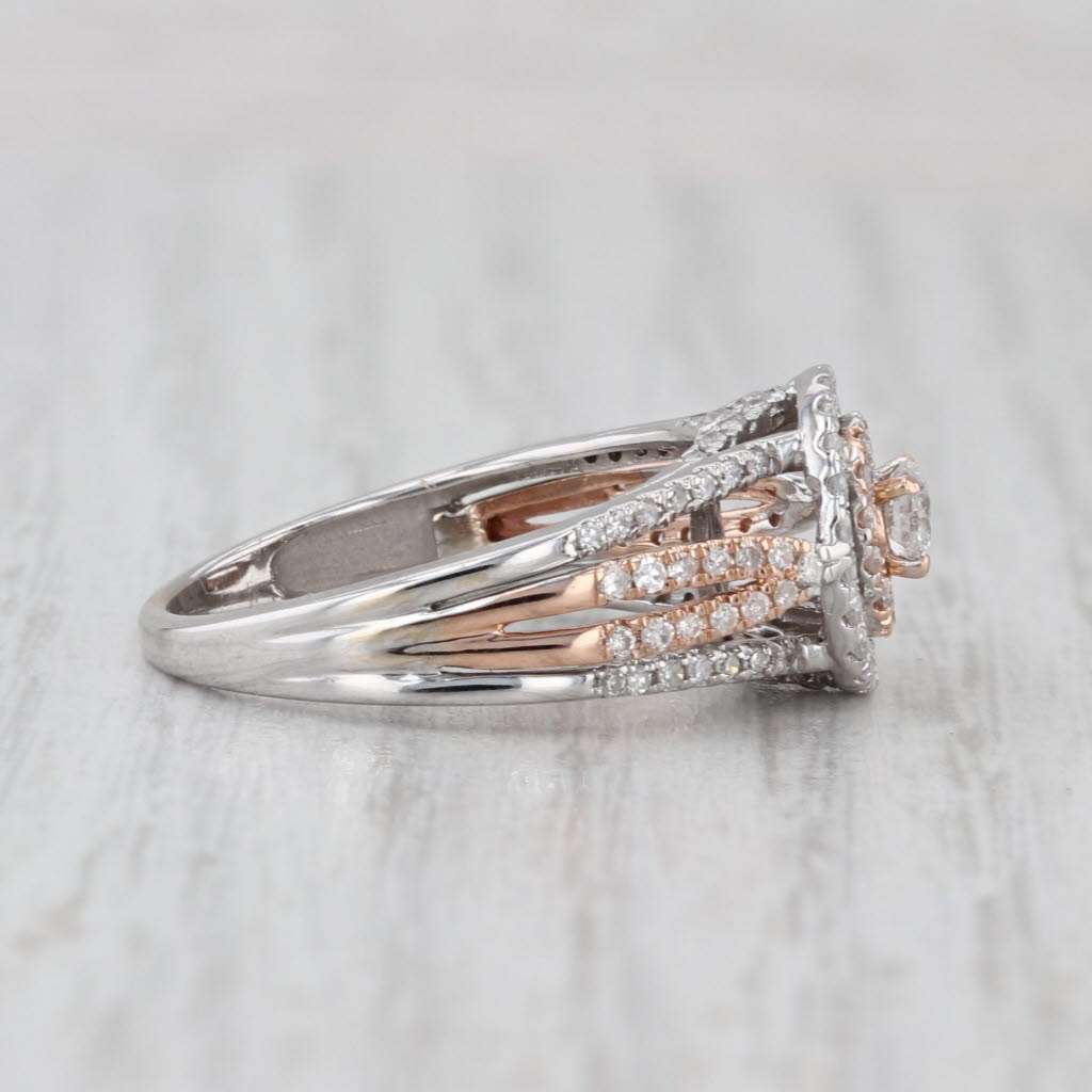0.58ctw Diamond Halo Engagement Ring 14k White Rose Gold Size 7 Cathedral