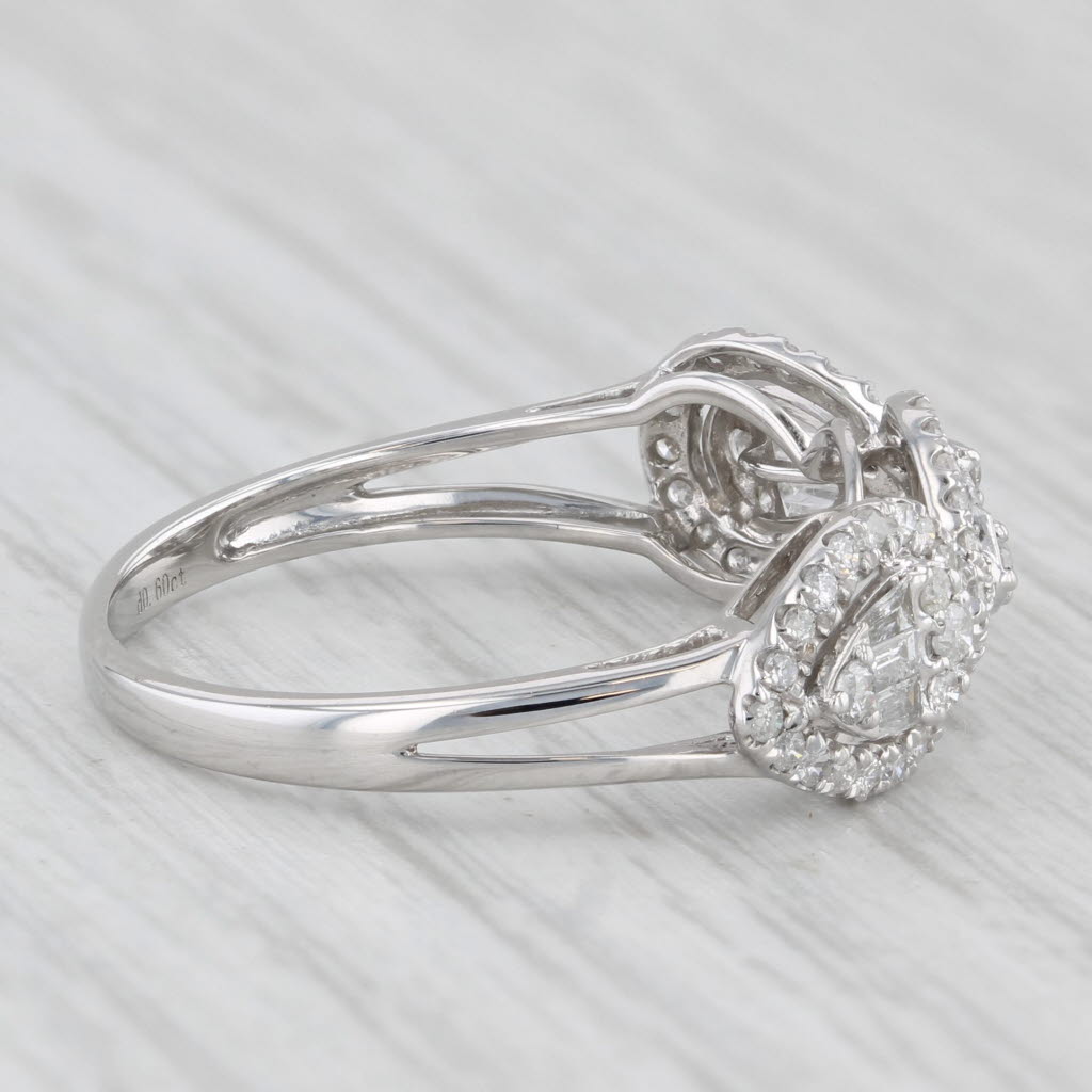 Light Gray 0.60ctw Diamond Teardrop Halo Ring 18k White Gold Size 8