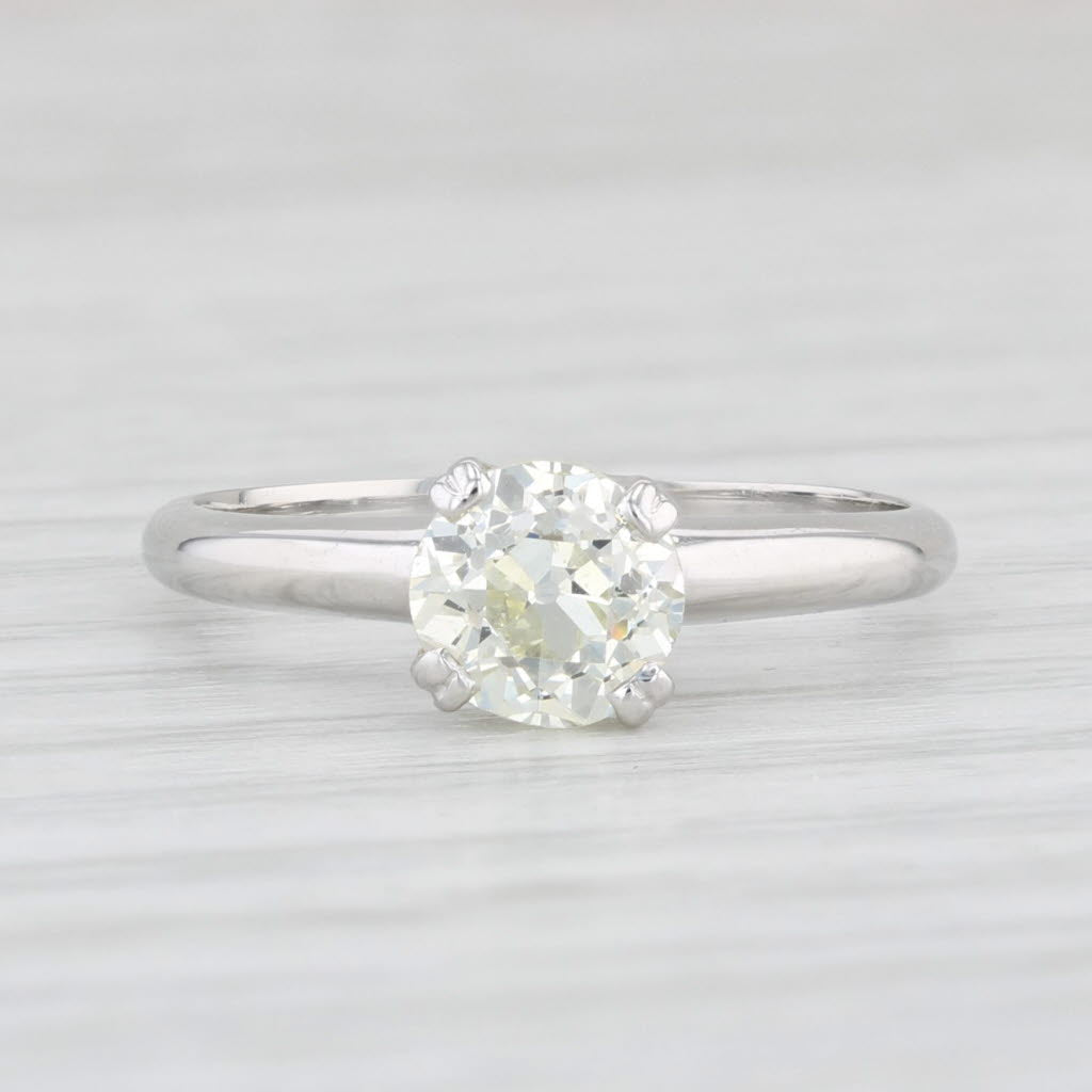 Light Gray Vintage 0.84ctw Round Diamond Engagement Ring 900 Platinum Size 5.5