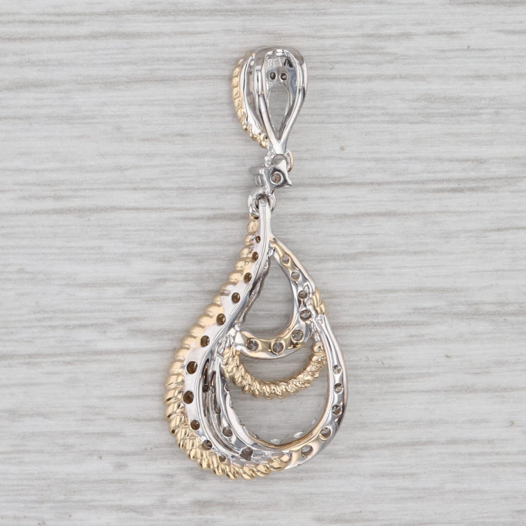 0.75ctw Diamond Abstract Teardrop Pendant 14k Yellow White Gold