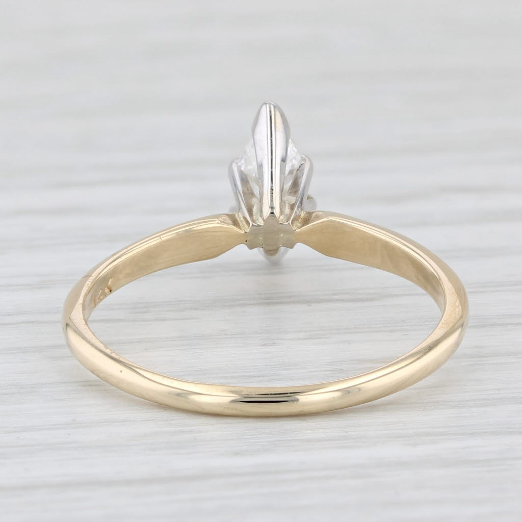Light Gray 0.56ct VS2 Marquise Solitaire Diamond Engagement Ring 14k Yellow Gold Size 9