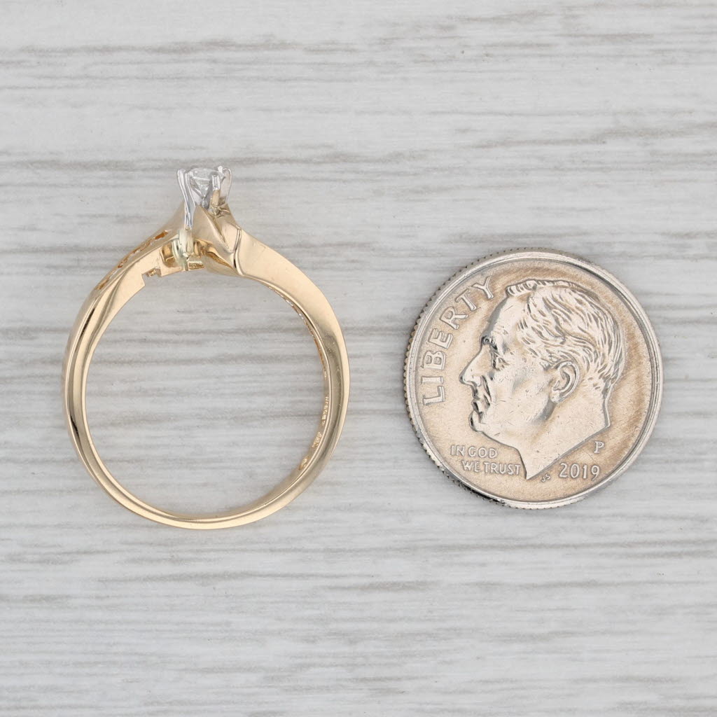 Gray 0.13ctw Marquise Diamond Engagement Ring 14k Yellow Gold Size 6.25 Bypass