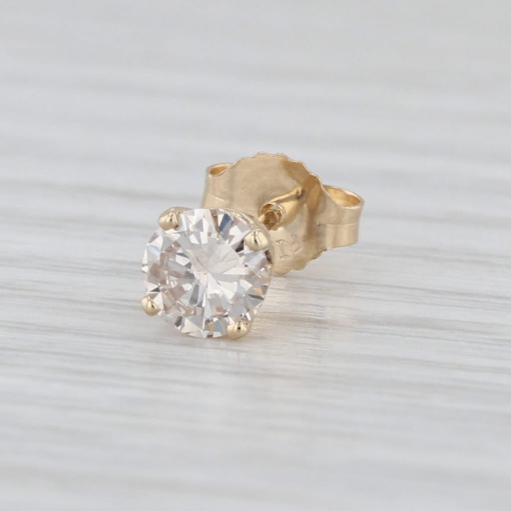 Single Stud Earring 0.36ct Round Diamond Solitaire 14k Yellow Gold