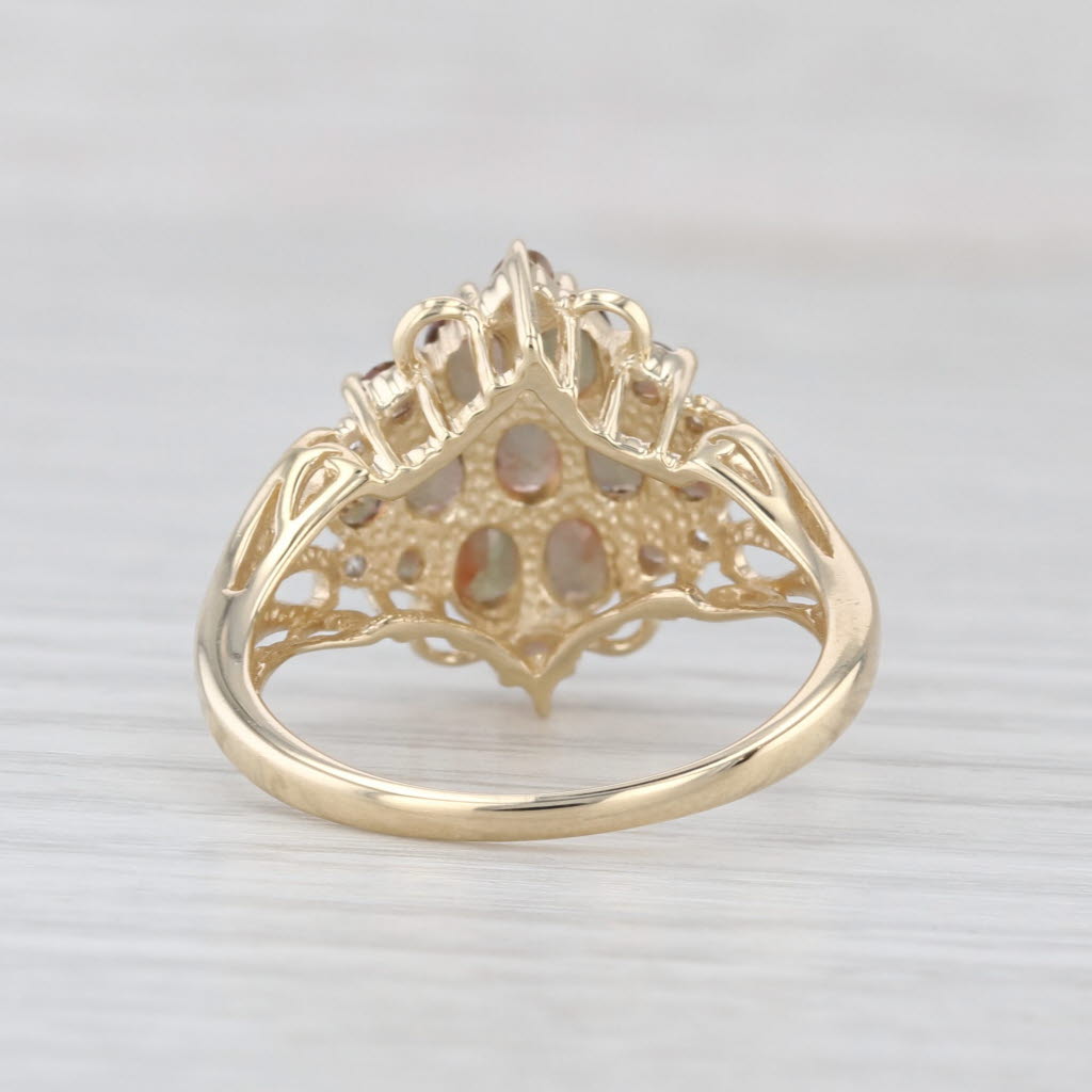 1.34ctw Andalusite Diamond Cluster Ring 10k Yellow Gold Size 7