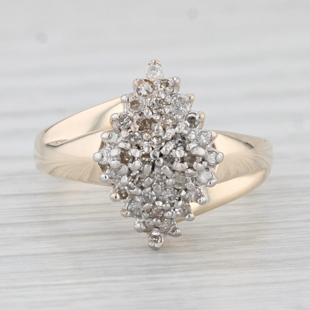 Light Gray 0.18ctw Diamond Cluster Ring 10k Yellow Gold Size 6.25
